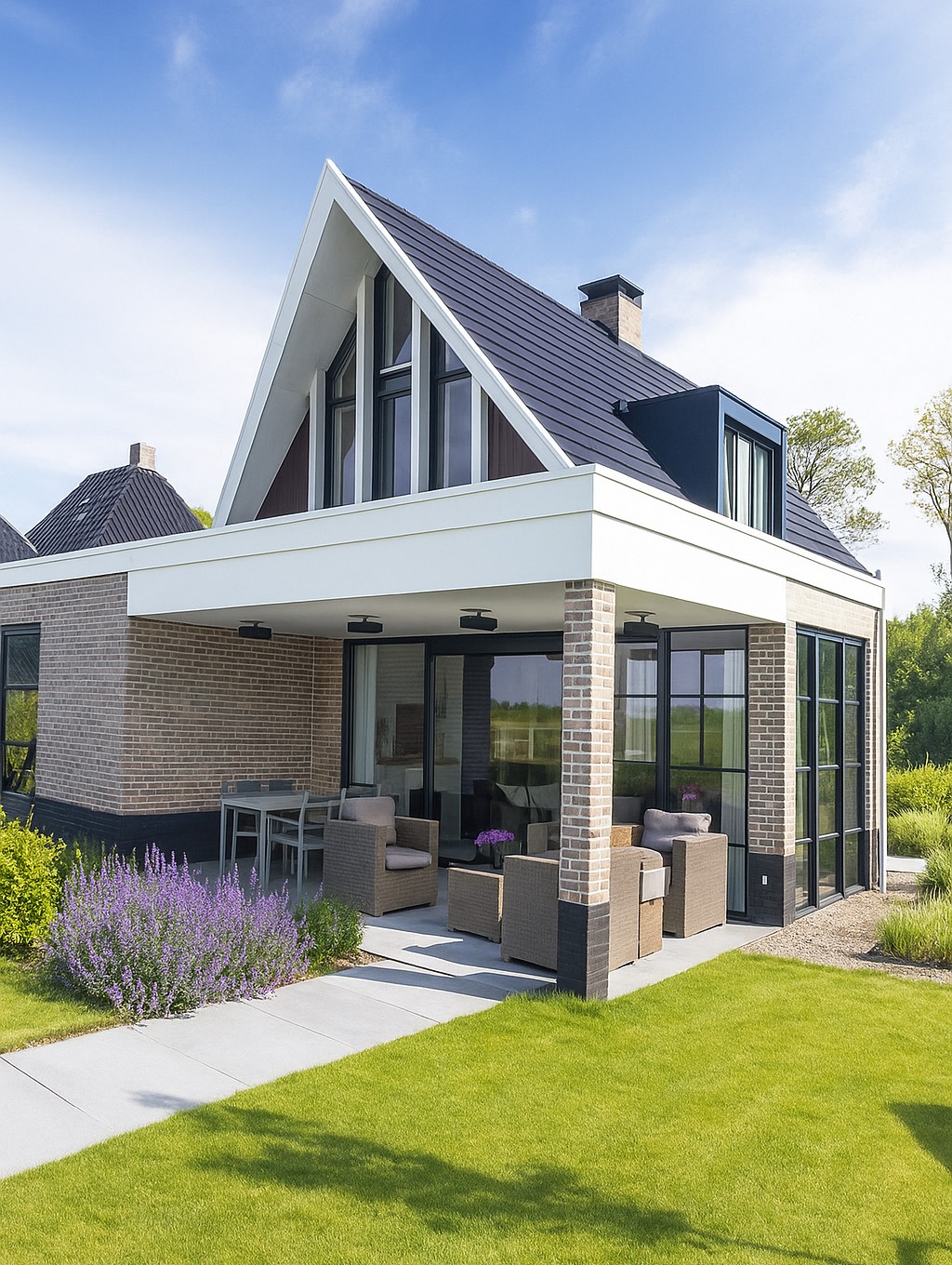 Aanbouw in Delft met grote pui